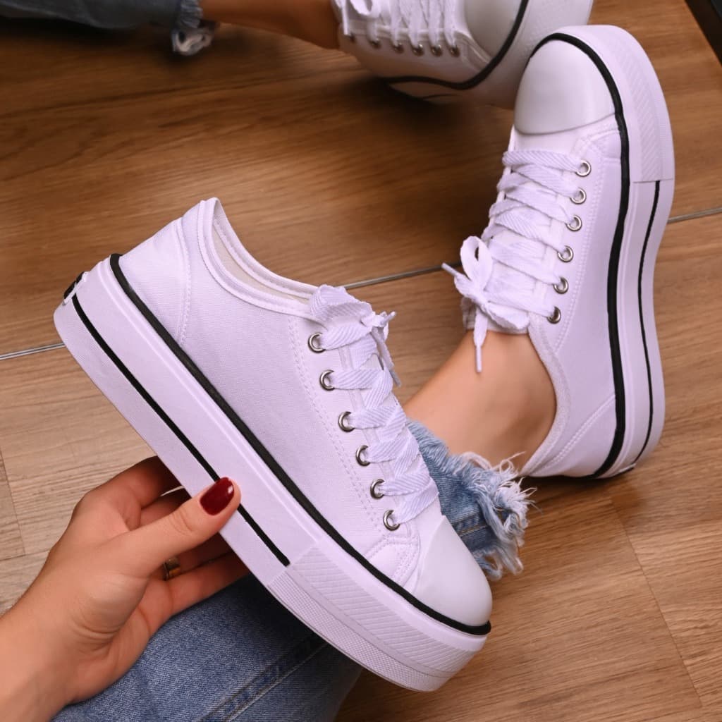 Tenis Plataforma moda Feminino Respiravel Leve Anatomico para Trabalho Escola Caminhada Passeio Casa
