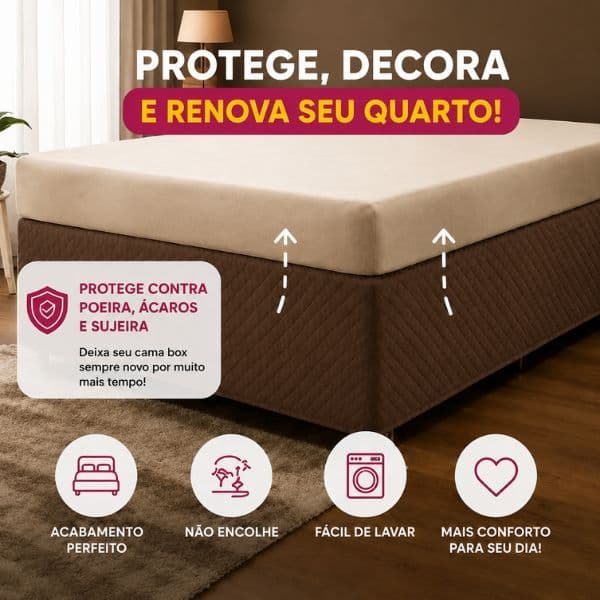 Saia para Cama Box Casal Microfibra Matelado Ultrassônico com Elástico