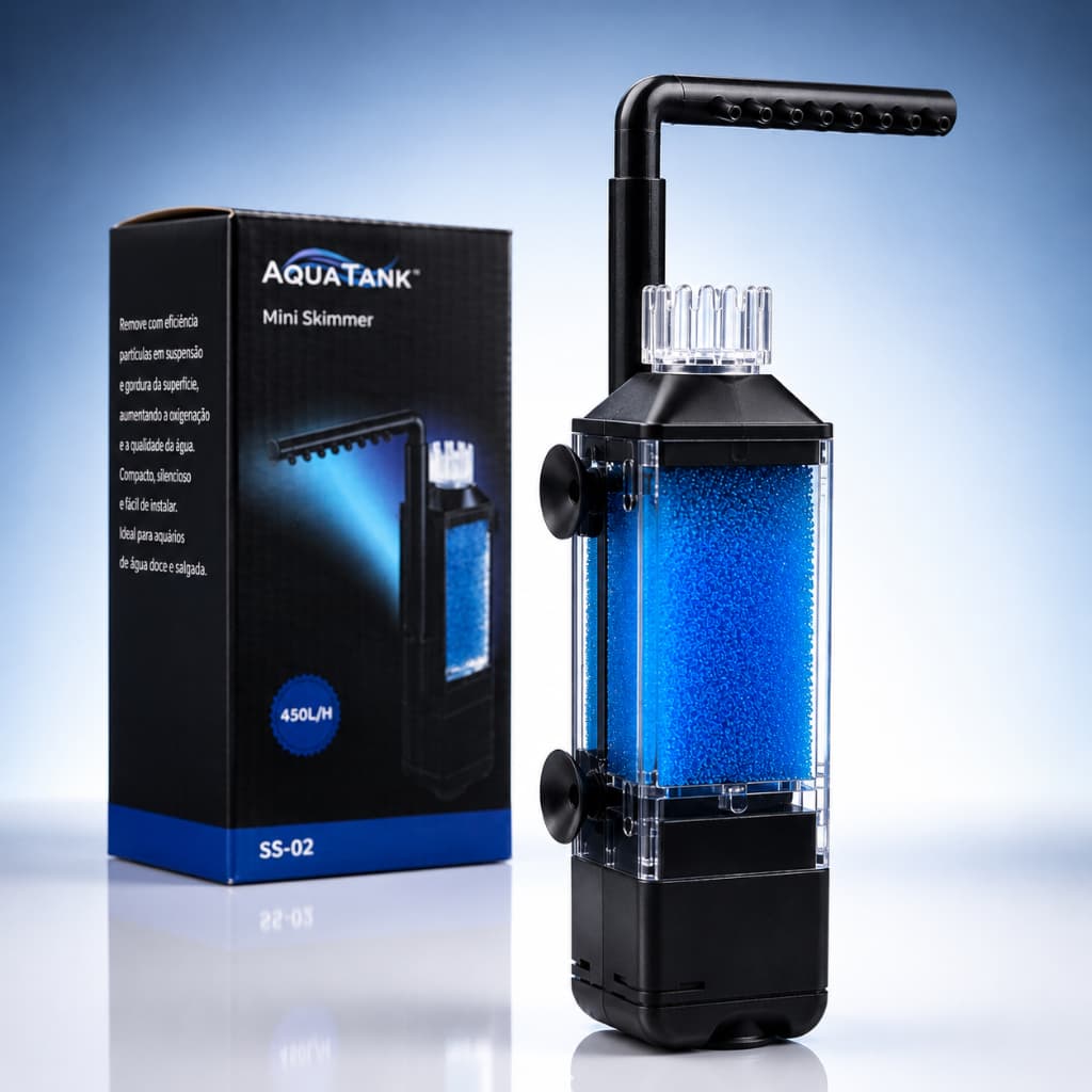 Mini Skimmer Aquário 450L/H Superfície Limpa Até 50L c/NF