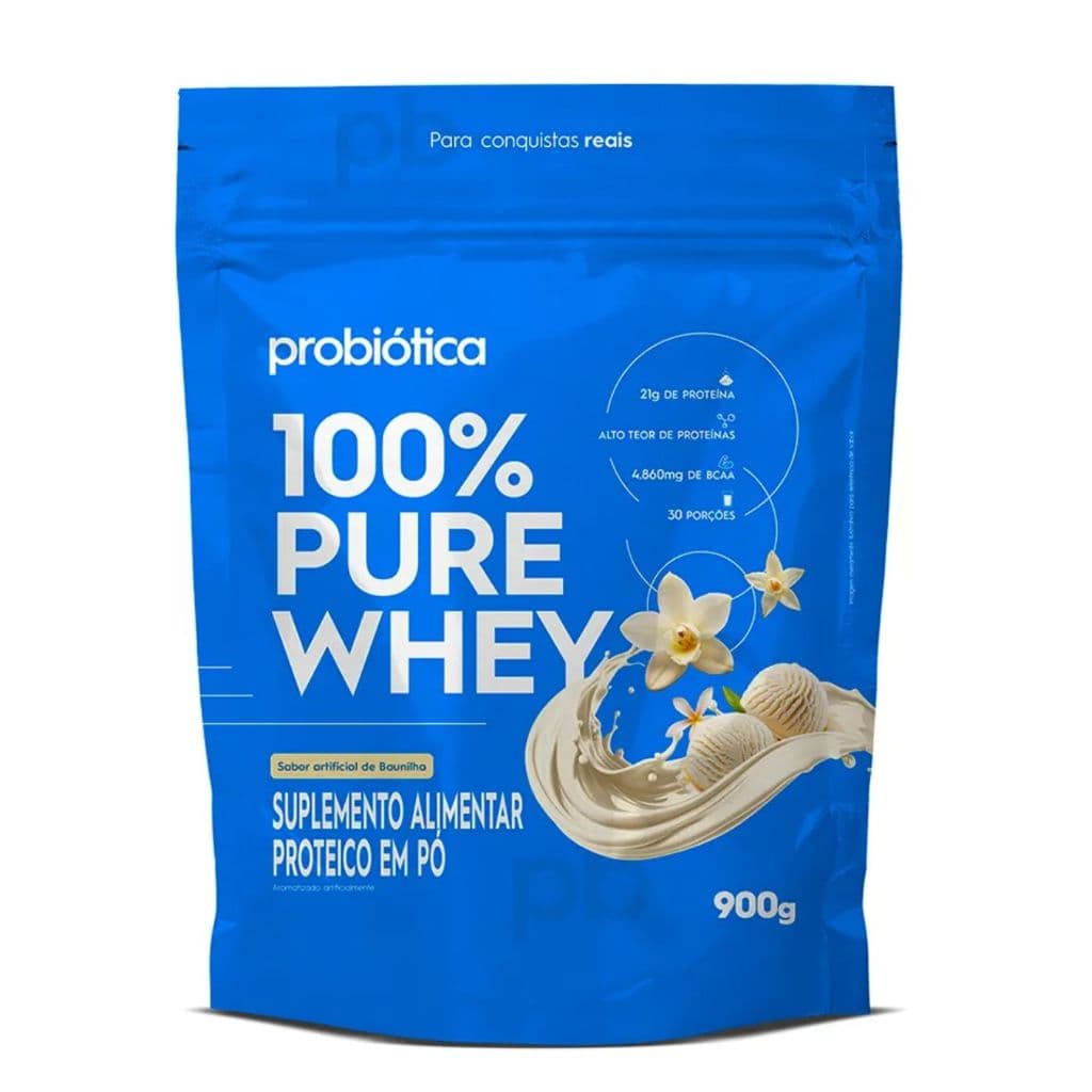 Whey Protein 100%  Probiótica Refil 900g Sabores Variados