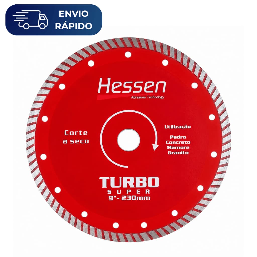 Disco De Corte Diamantado Turbo 9 Pol 230mm Corte A Seco Esmerilhadeira 20942 Hessen Granito Mármore