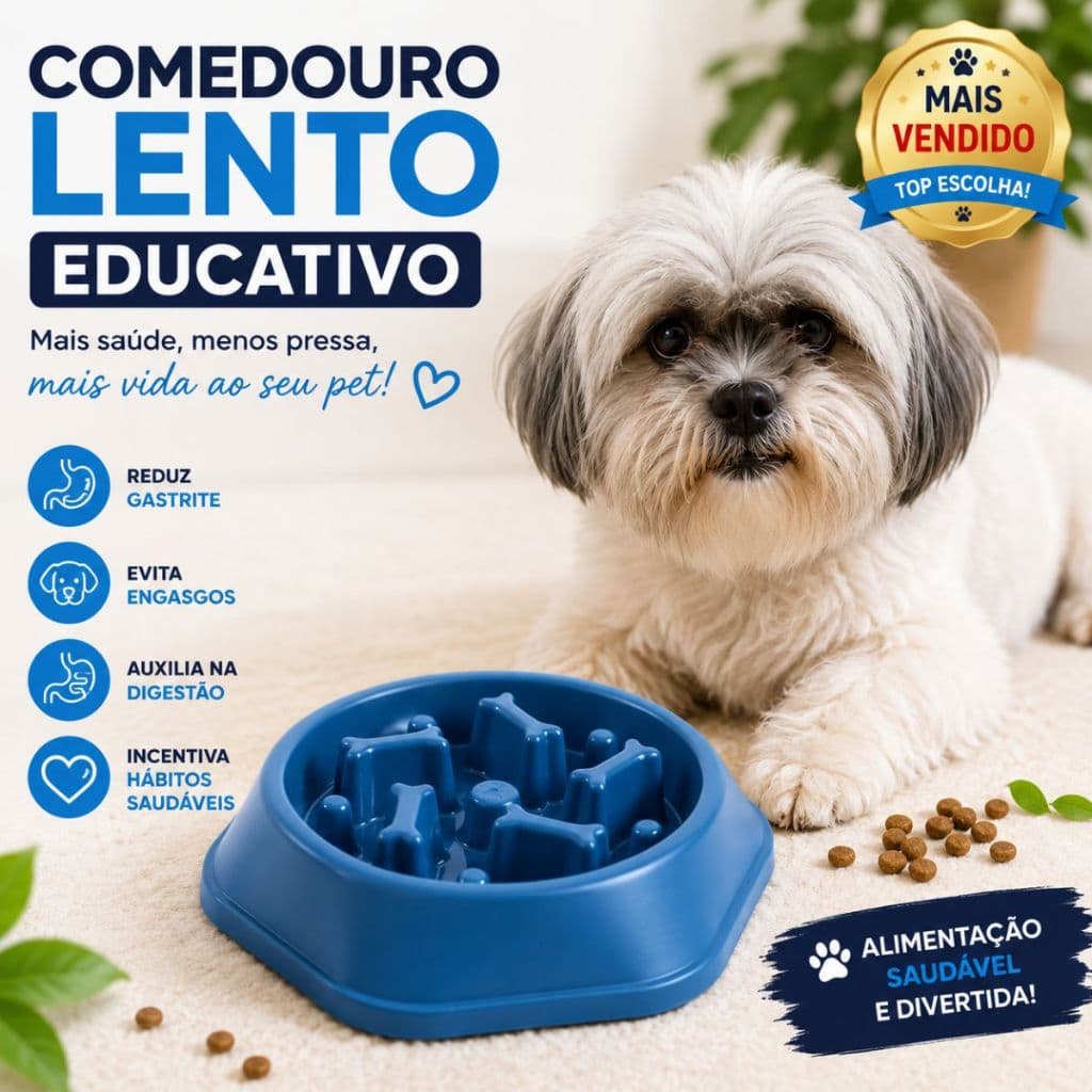 Comedouro Lento Para Cães E Gato Antiengasgo Alimentação Saudável Educativo Interativo Para Pet 22CM