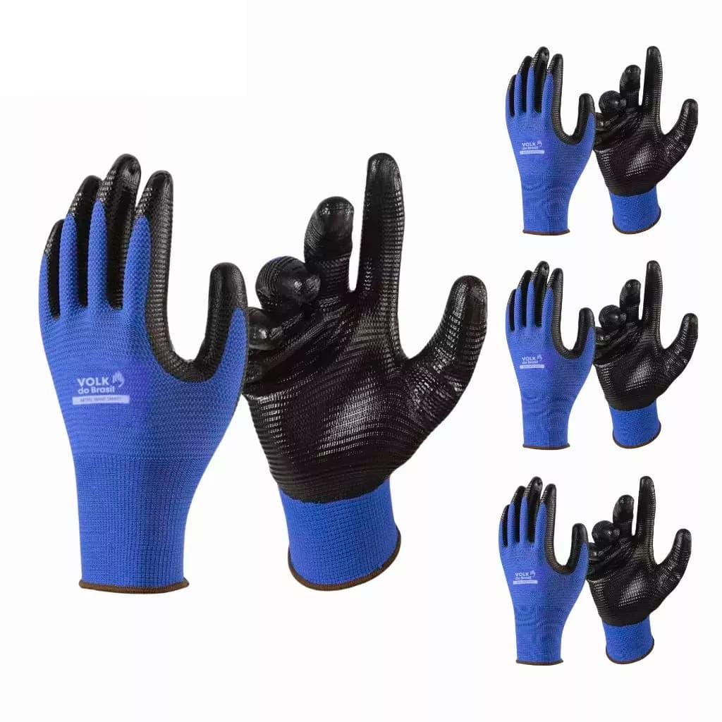 Kit 3 Pares Luva Nitril Wave Smart Latex Banho Nitrilico Multitato Volk Ideal Para Óleo Mecânico