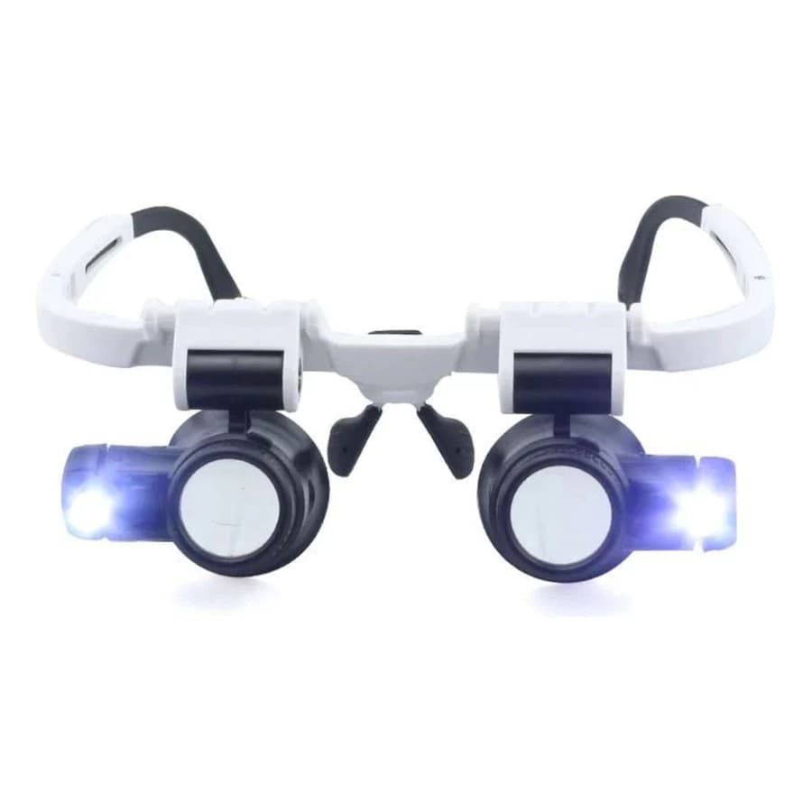 Lupa Óculos Profissional 9892H-1 Com 2 LEDs Ajustável 8X 15X 23X