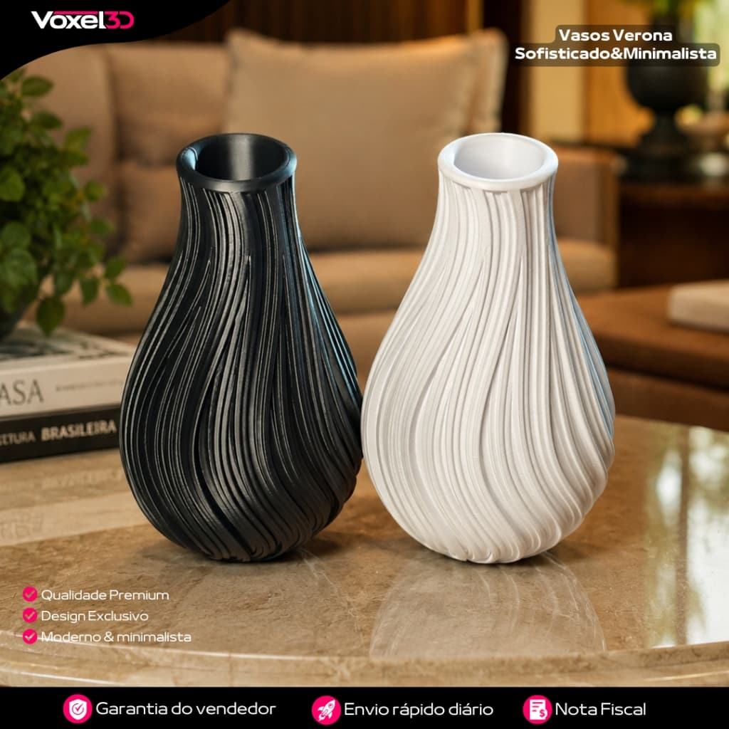 Vaso Verona Voxel 3D Luxo Decorativo Sofisticado Minimalista Moderno Elegante para Sala Quarto e Escritório