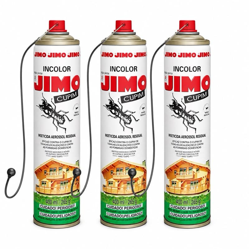 JIMO Mata Cupim Spray 400ml Original Mata Cupins Brocas Formigas Ação Residual Pronto Uso