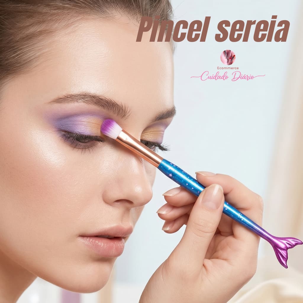 Kit 4 unidades de Pincel de Maquiagem Estilo Sereia - Cerdas altamente macias e Profissional