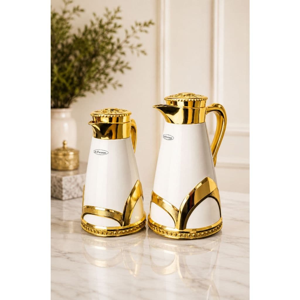GARRAFAS TERMICA LUXUOSA LINHA PREMIUM INOX COM DETALHES DOURADO