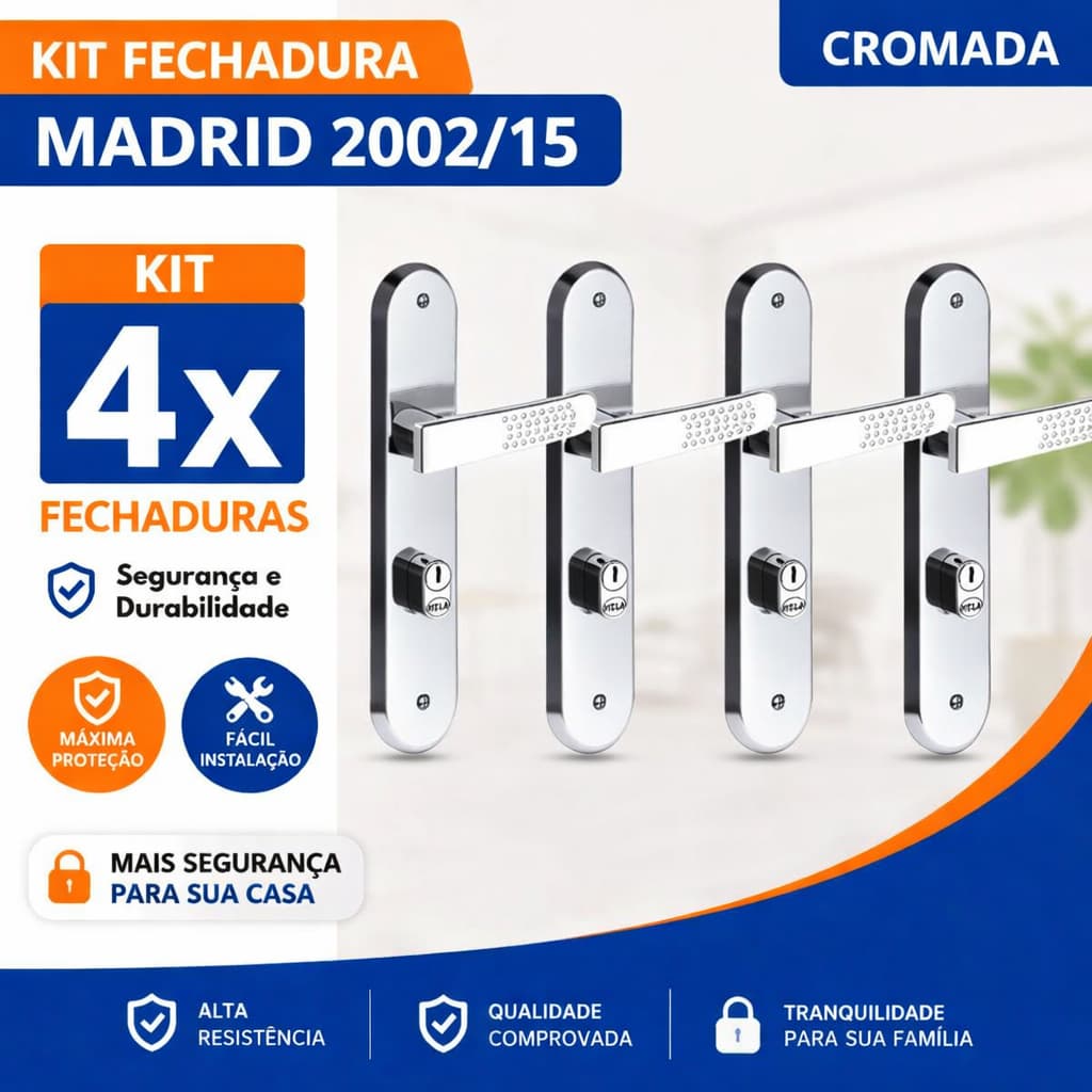 Kit 4 Fechaduras Hela Madrid 2002/15 Cromada Externa Interna Banheiro