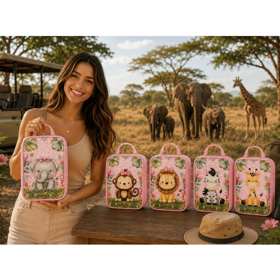 Kit 10 Maleta Slim Para Aniversario Safari Menina