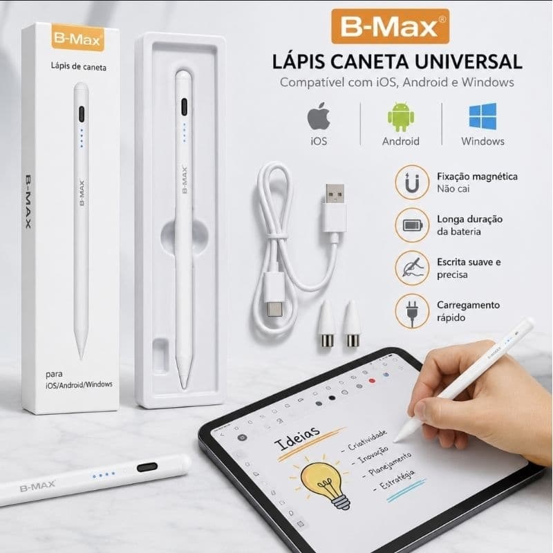 Caneta Touch Screen Stylus Ponta Fina para iPad, iPhone e Android