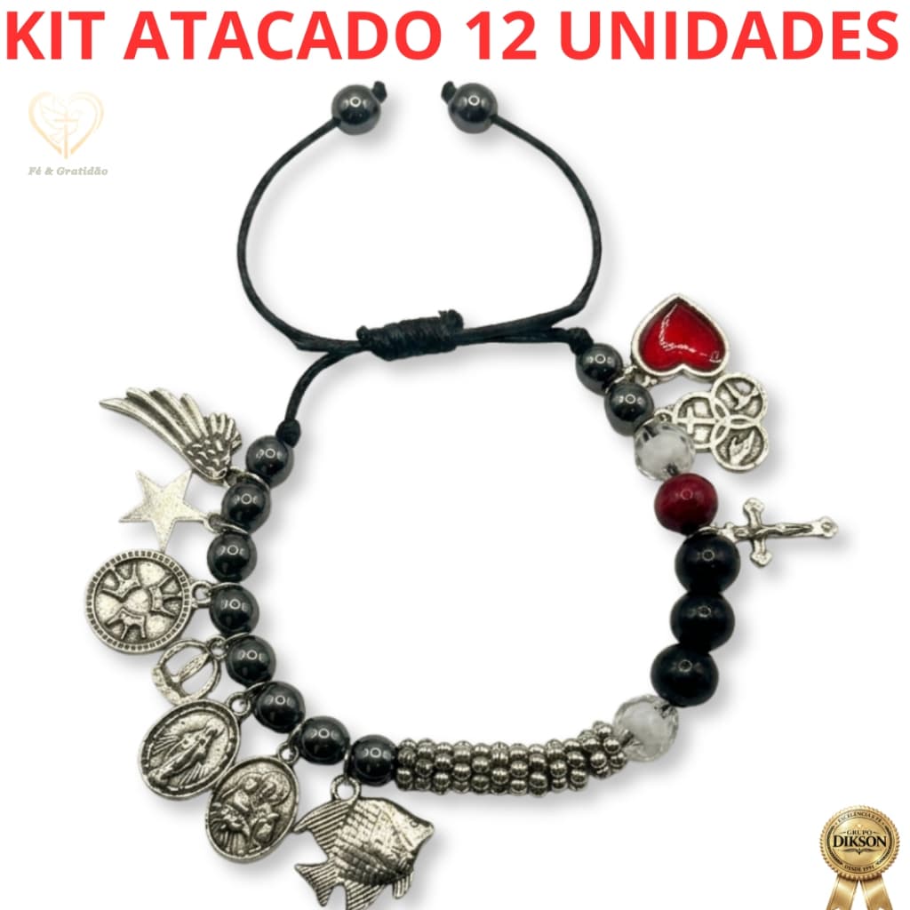 Kit 12 Pulseira História de Jesus Berloques N Sra S José Fé Proteção Ajustável Duravel Mais Vendida!