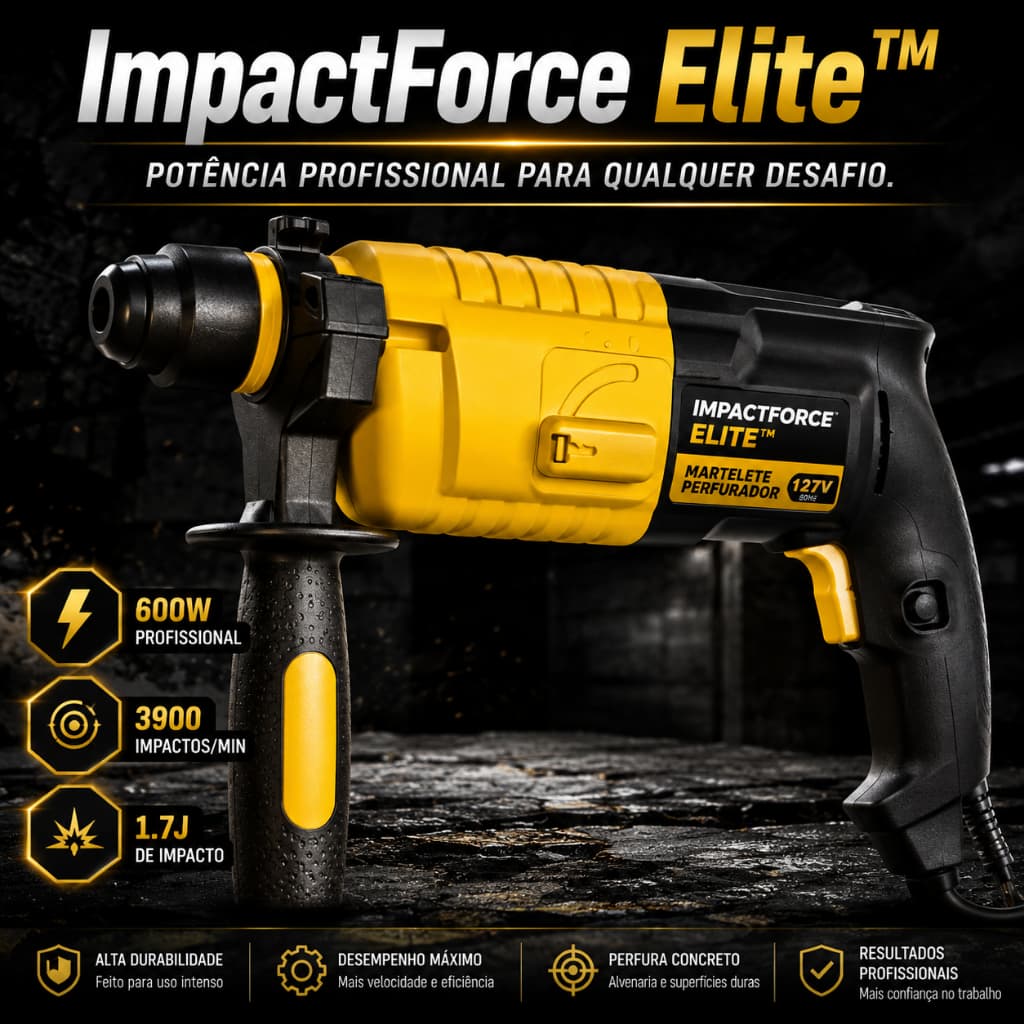 Martelete Perfurador Profissional 127V 600W Furadeira de Impacto Concreto Alvenaria - ImpactForce Elite™