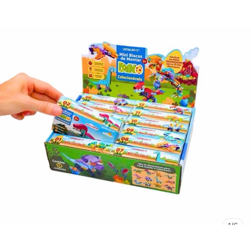 Bloco De Montar Mini Dino Sortidas Leo E Leo Com 12 Unidades
