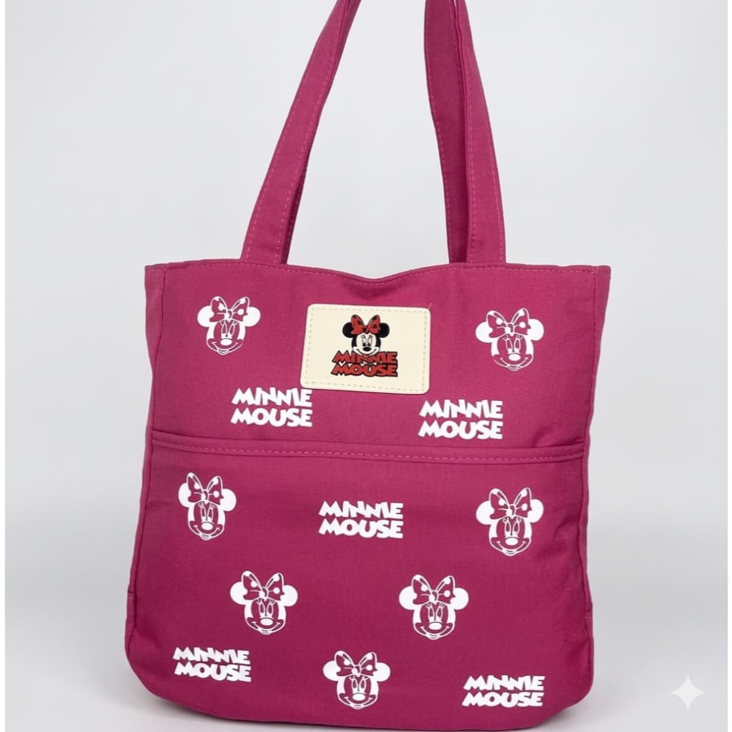 Bolsa Minnie Rosa Casual Estilosa com 2 Compartimentos Com Zipper