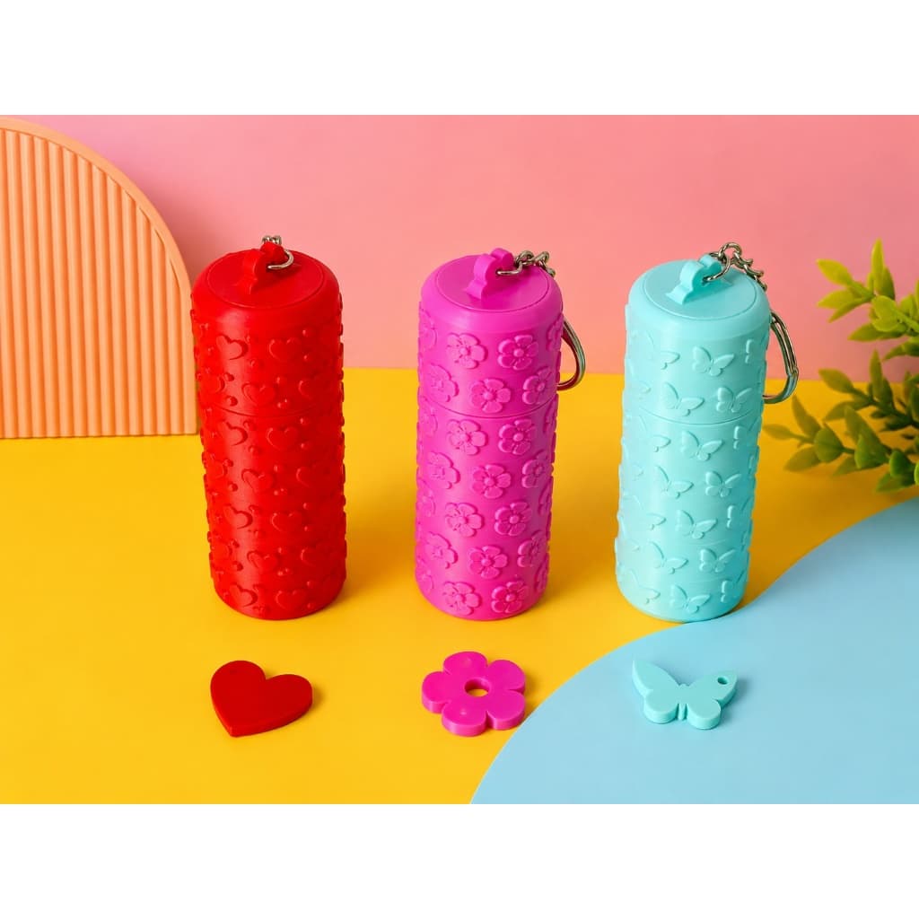 Porta Batom Chaveiro para Bolsa Feminina | Porta Protetor Labial Compacto com Tampa e Mosquetão