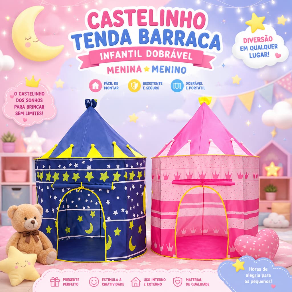 683/802 - Castelinho Tenda Barraca Infantil Dobrável Menina Menino