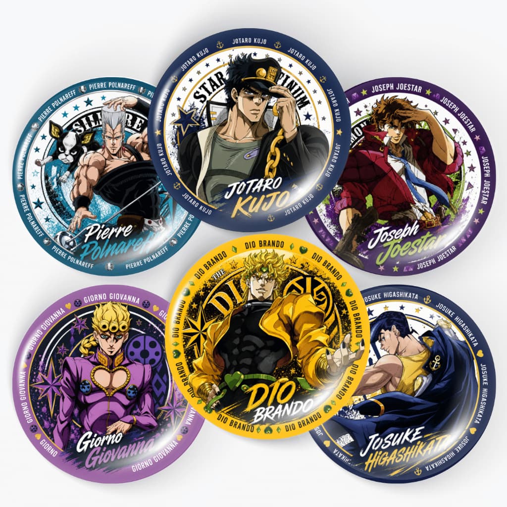 Kit 6 Botons JoJo's Bizarre Adventure Jotaro Dio Anime 45mm Broche