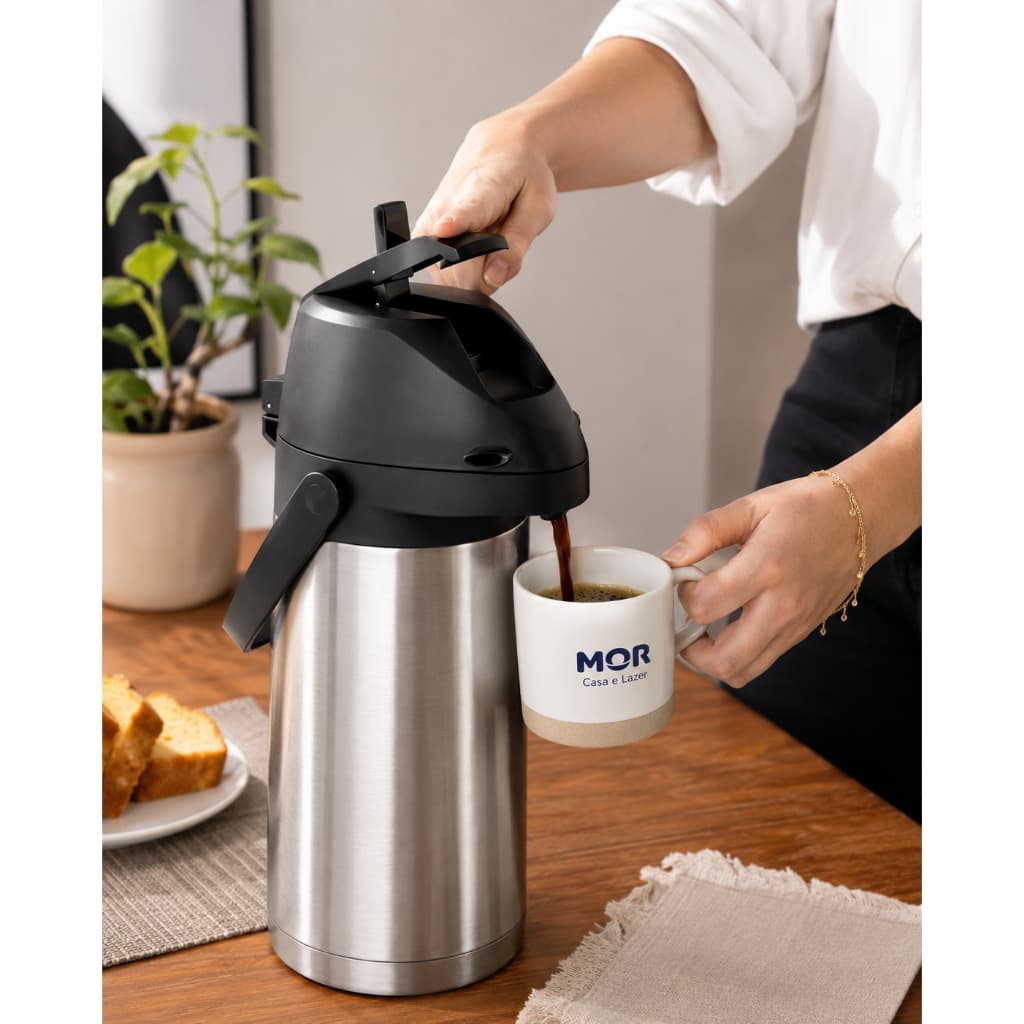Garrafa Térmica Café, Chá Mor Inox Airpot 2,5 Litros