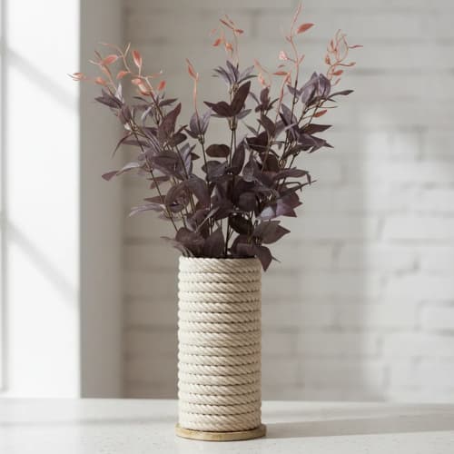 Planta Artificial Com Vaso Plástico reproduzindo Corda Boho 21cm Sala Mesa Aparador Druckhof