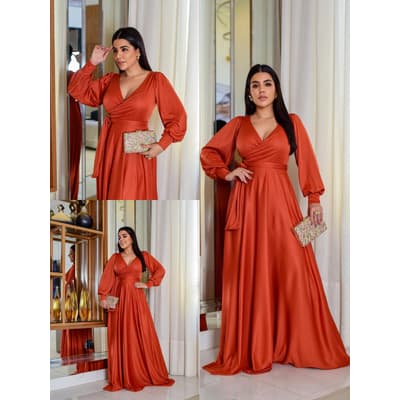Vestido Sofiah Punho Longo Madrinhas Festas Sonia Anair