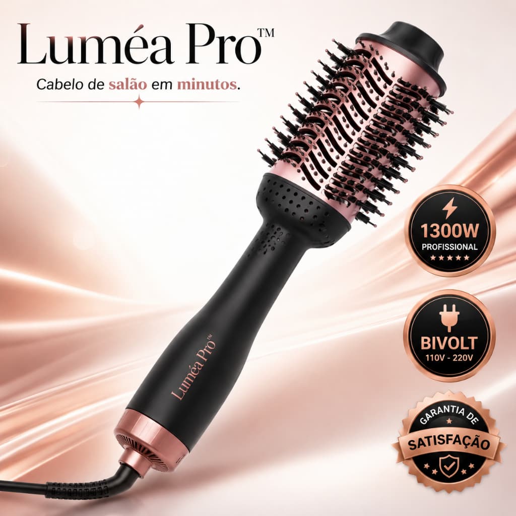 Escova Secadora Profissional Luméa Pro 1300W Bivolt Alisadora Modeladora Anti Frizz para Todos os Tipos de Cabelo