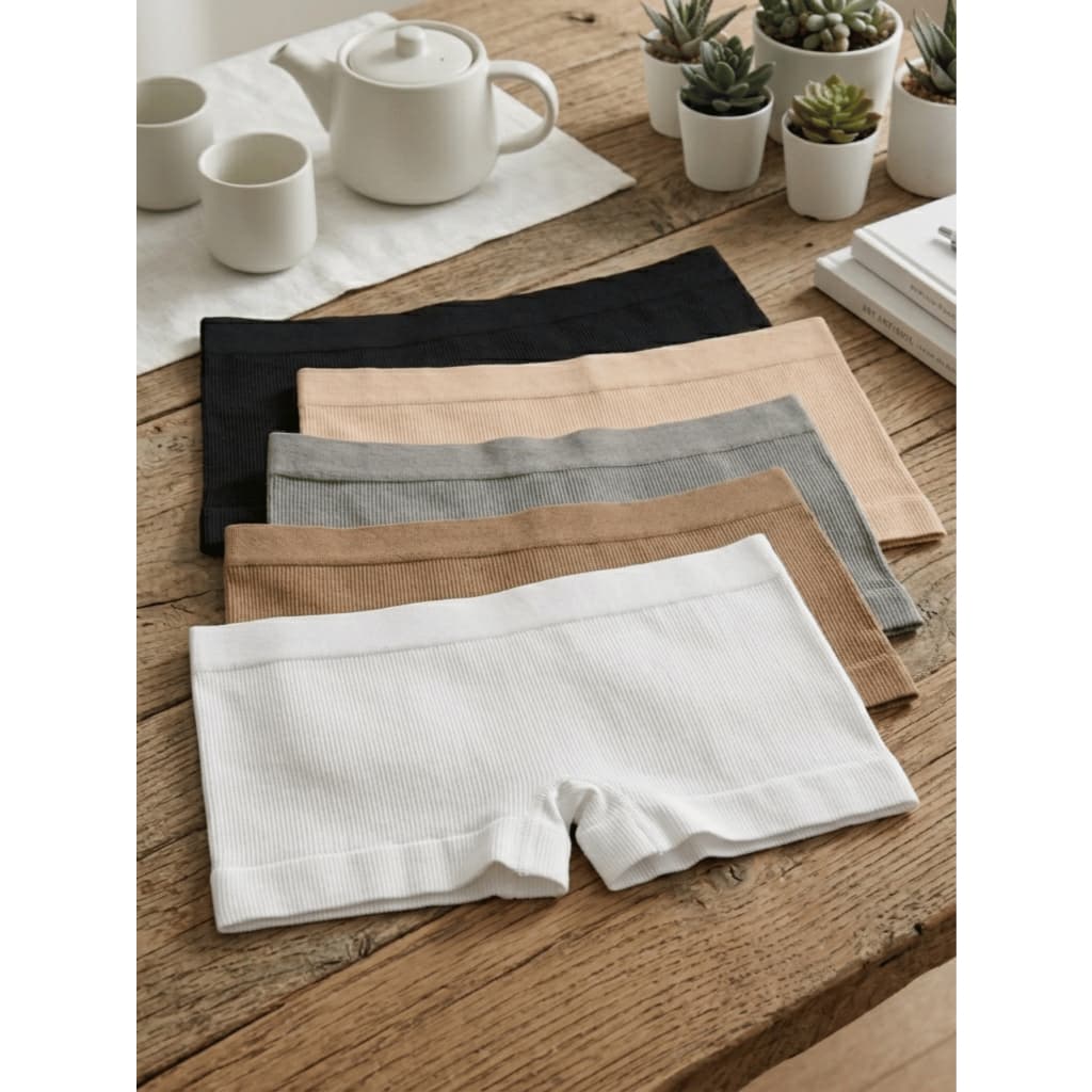 Kit até 8 Cueca Short feminino Caneladinho Confortável Cores neutras Segunda pele
