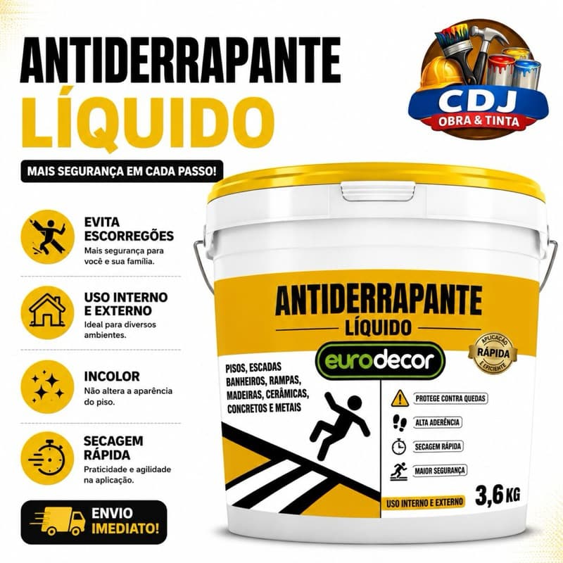 Antiderrapante Líquido Incolor 1Kg ou 3,6Kg Evita Escorregões em Pisos Escadas Rampas e Banheiros