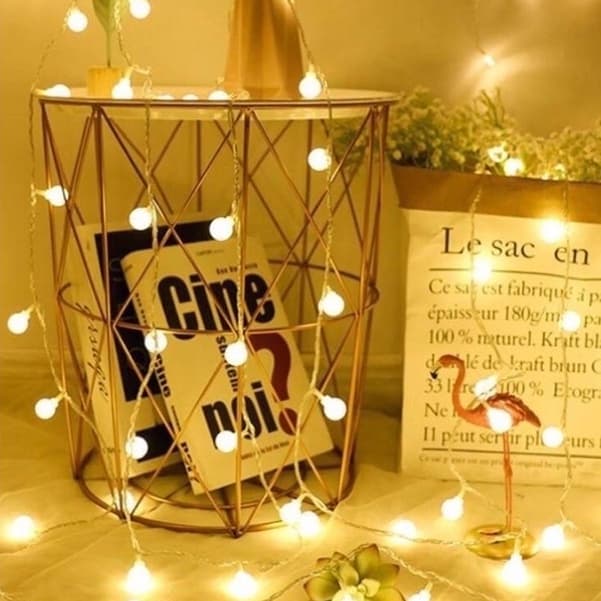 Cordão De Luz LED Bolinha Decorativa A Pilha Fio De Luz Para Quarto Festa Natal Decoração