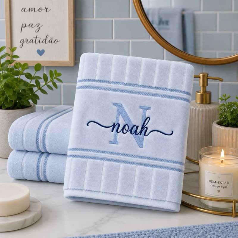 Toalha de Banho Bordada personalizada com nome Toalha macia - Toalha de banho