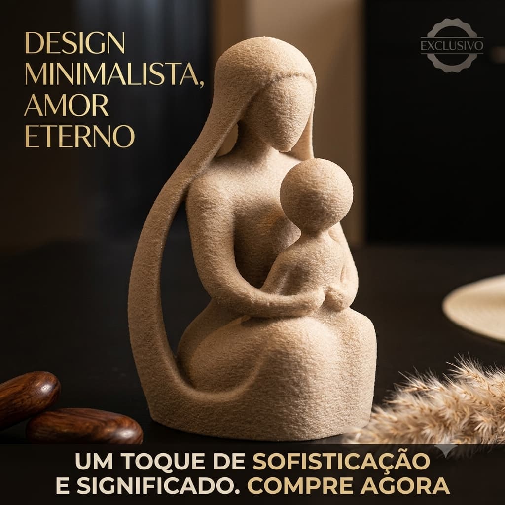 Escultura Decorativa Mãe e Filho Abstrata – Arte Moderna para Decoração