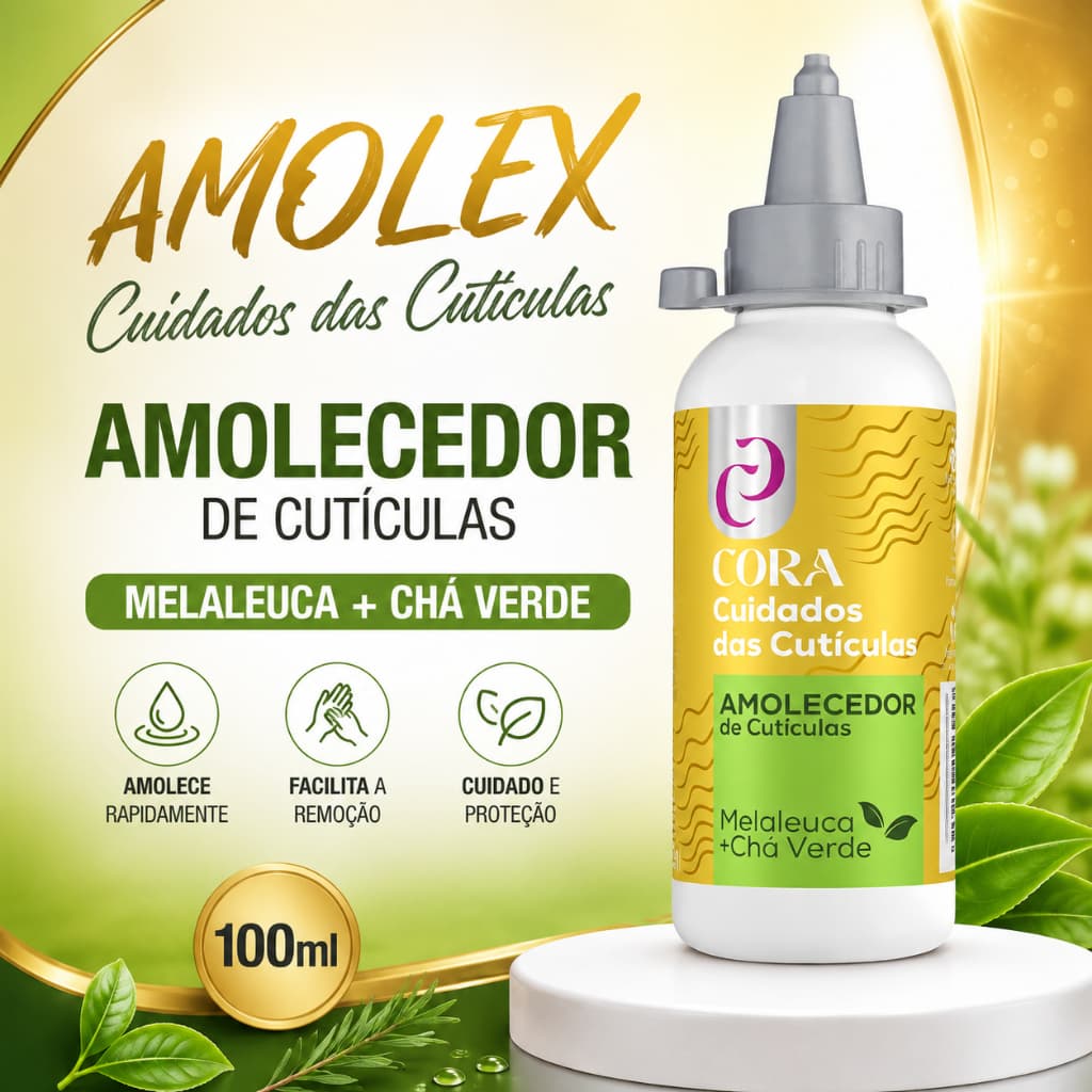Amolex Amolecedor De Cutículas Cora Melaleuca Chá Verde 100ml Profissional Manicure Pedicure Spa Das Unhas