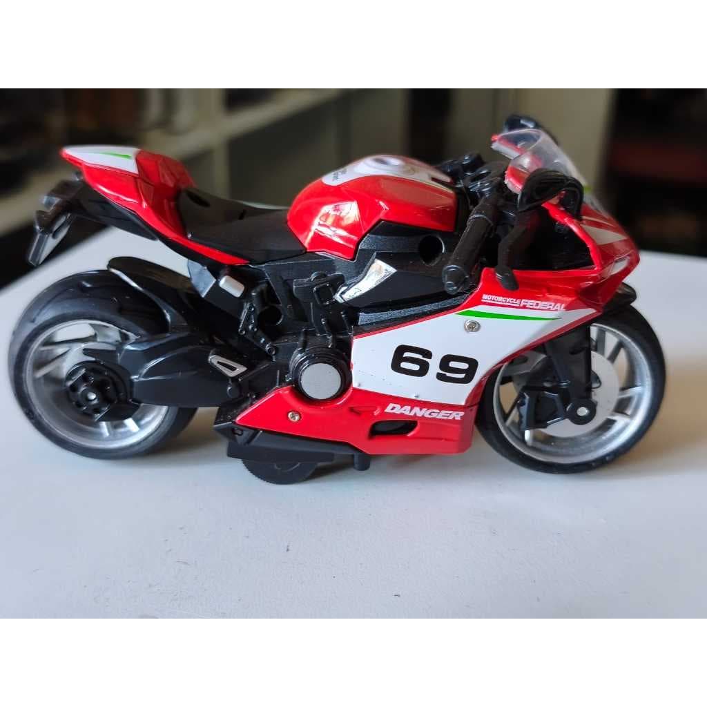 Brinquedo Moto Miniatura Esportiva Ducati Com Som E Luz Acende Farol