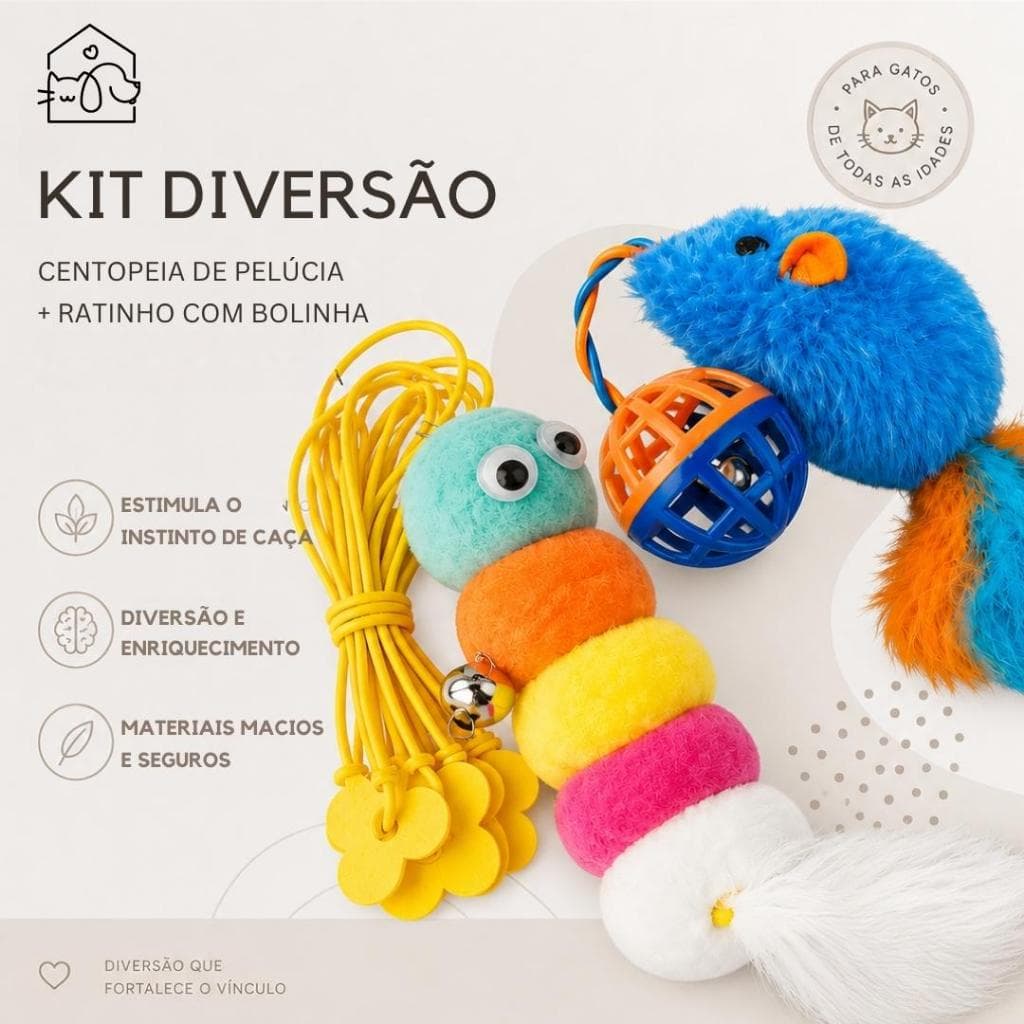 Kit Diversão Para Gatos Com Ratinho E Centopeia