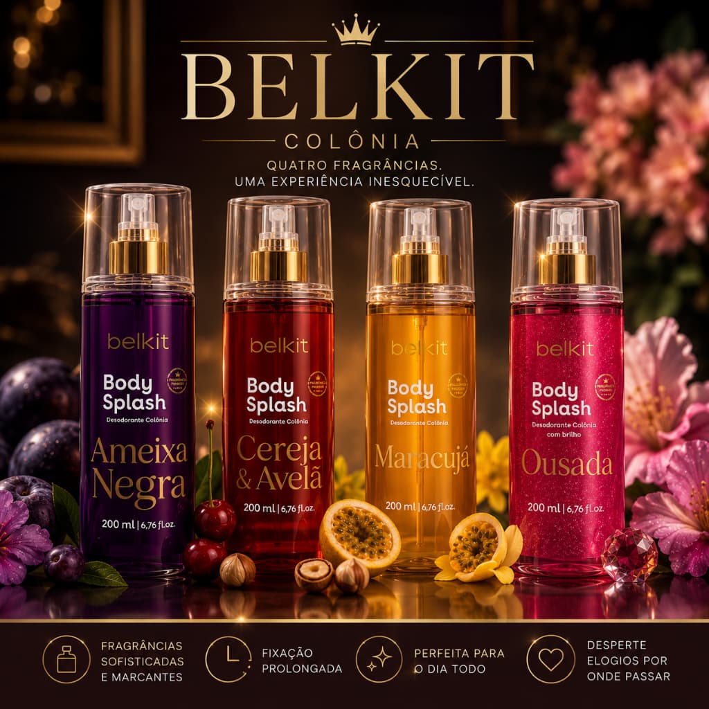Body Splash Belkit Alta Fixação Feminino Varias Fragancias - 200ml Cheiro Marcante