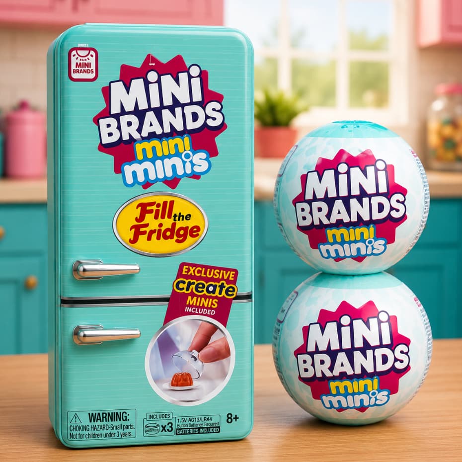 Mini Geladeira Infantil Mini Brands Fill The Fridge Com 2 Bolinhas Surpresa e Luz UV
