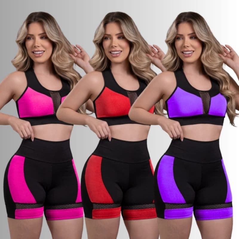 Conjunto Short + Top Moda Fitness Feminino Academia Treino Suplex Premium Confortável e Elegante
