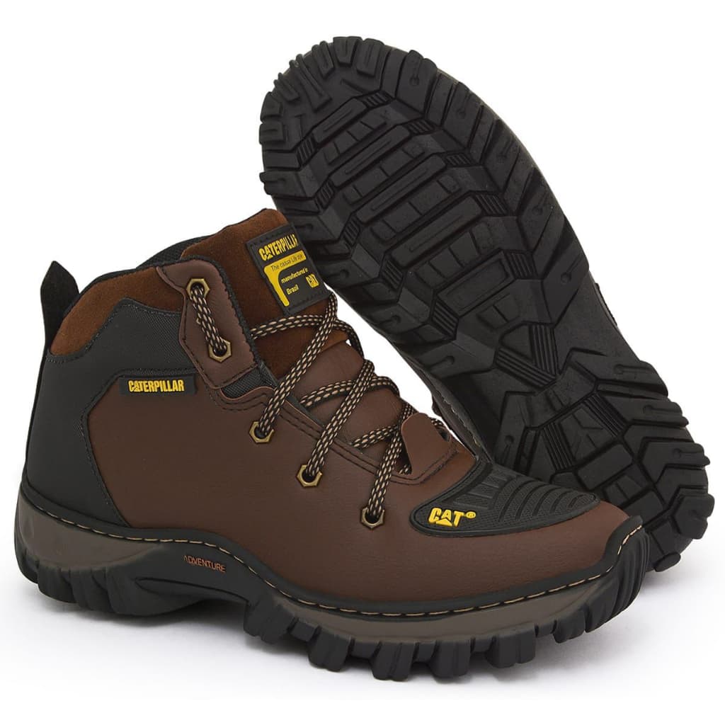 Bota Masculina Reforçada Couro Tratorado Robusta Adventure Para Usar Na Moto Trilha Ou Aventura