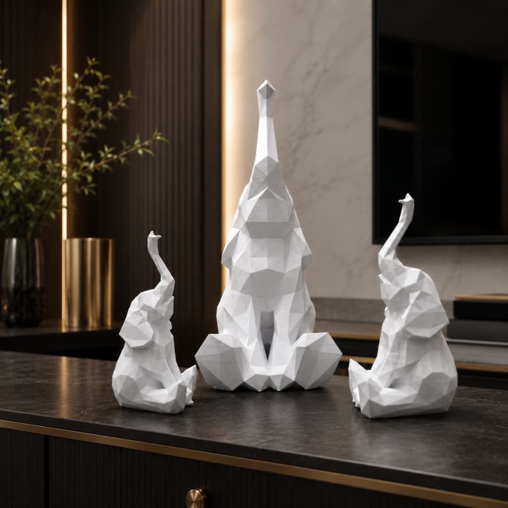 Kit 3 Elefantes Decorativos Família Modernos Sala Quarto Escritório Presente Criativo Decoração