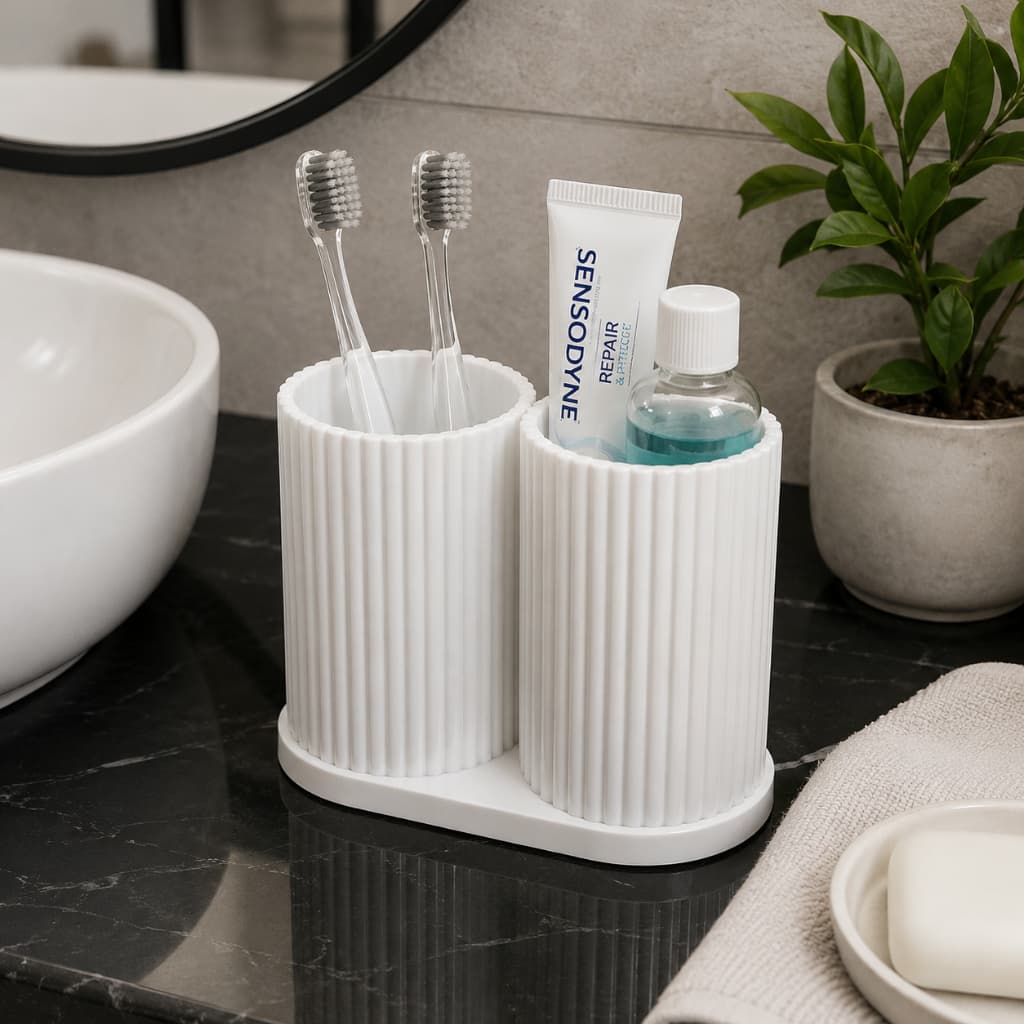 Porta Escova Duplo Canelado Organizador Porta Treco Porta Lapis Banheiro Maquiagens Envio rápido