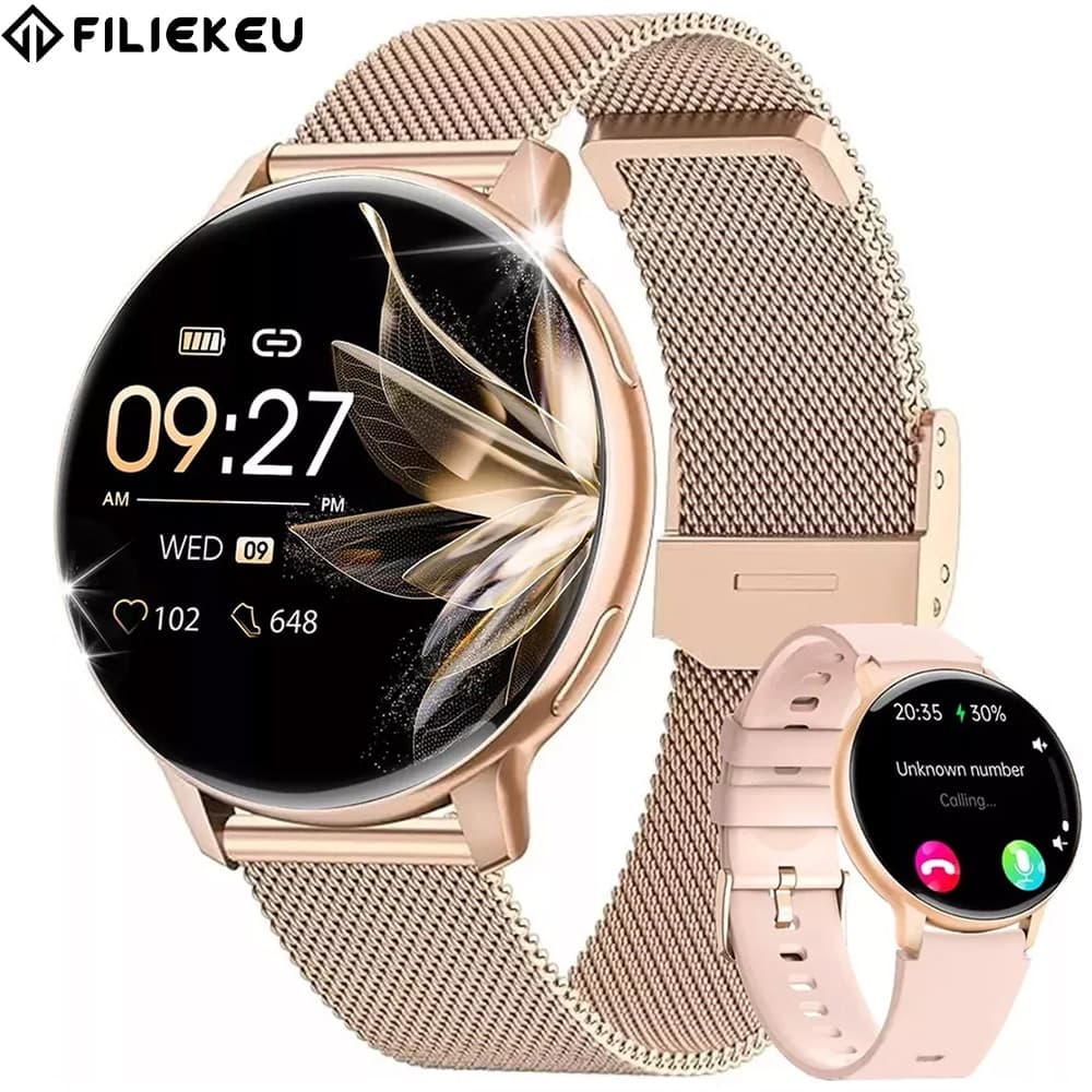 Relógio Inteligente Premium AMOLED  Aço Bluetooth Monitor Cardíaco Luxo Perder GPresente arantia 1 Ano Frete Grátis