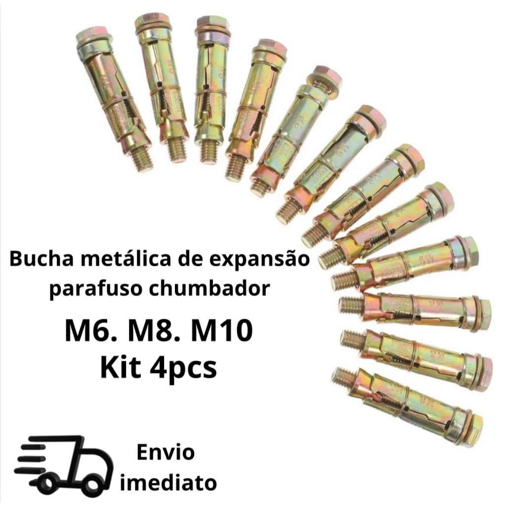 Kit 4pcs Bucha Metal chumbador Expansão Parafuso Alta Resistência parede concreto portão janela M6/M8/M10