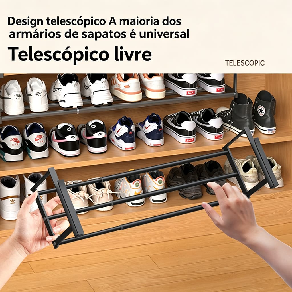 Sapateira Extensível Ajustável 40-70cm Organizador de Sapatos para Armário Prateleira Suspensa