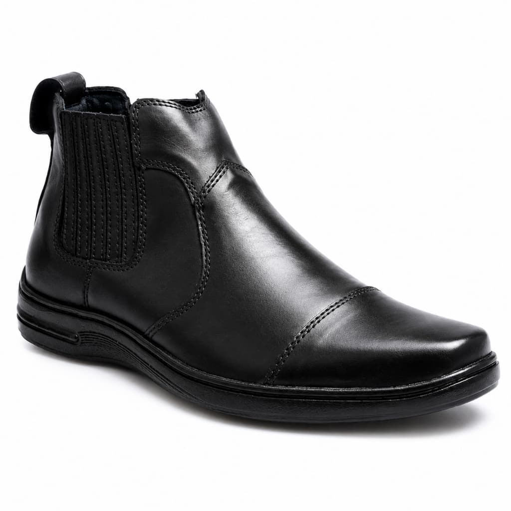 Bota Social Masculina Botina Country Confort Couro Legítimo Coturno Ortopédico Antiestresse