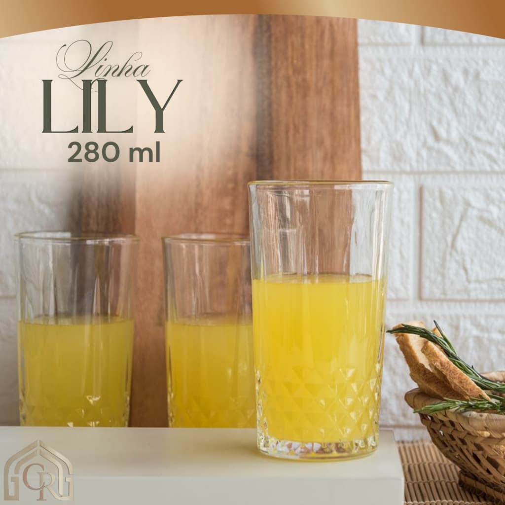 Conjunto Copos Vidro Transparente 280ml Bebidas Água Suco Coquetel Mesa Posta Jogo 6 Unidades