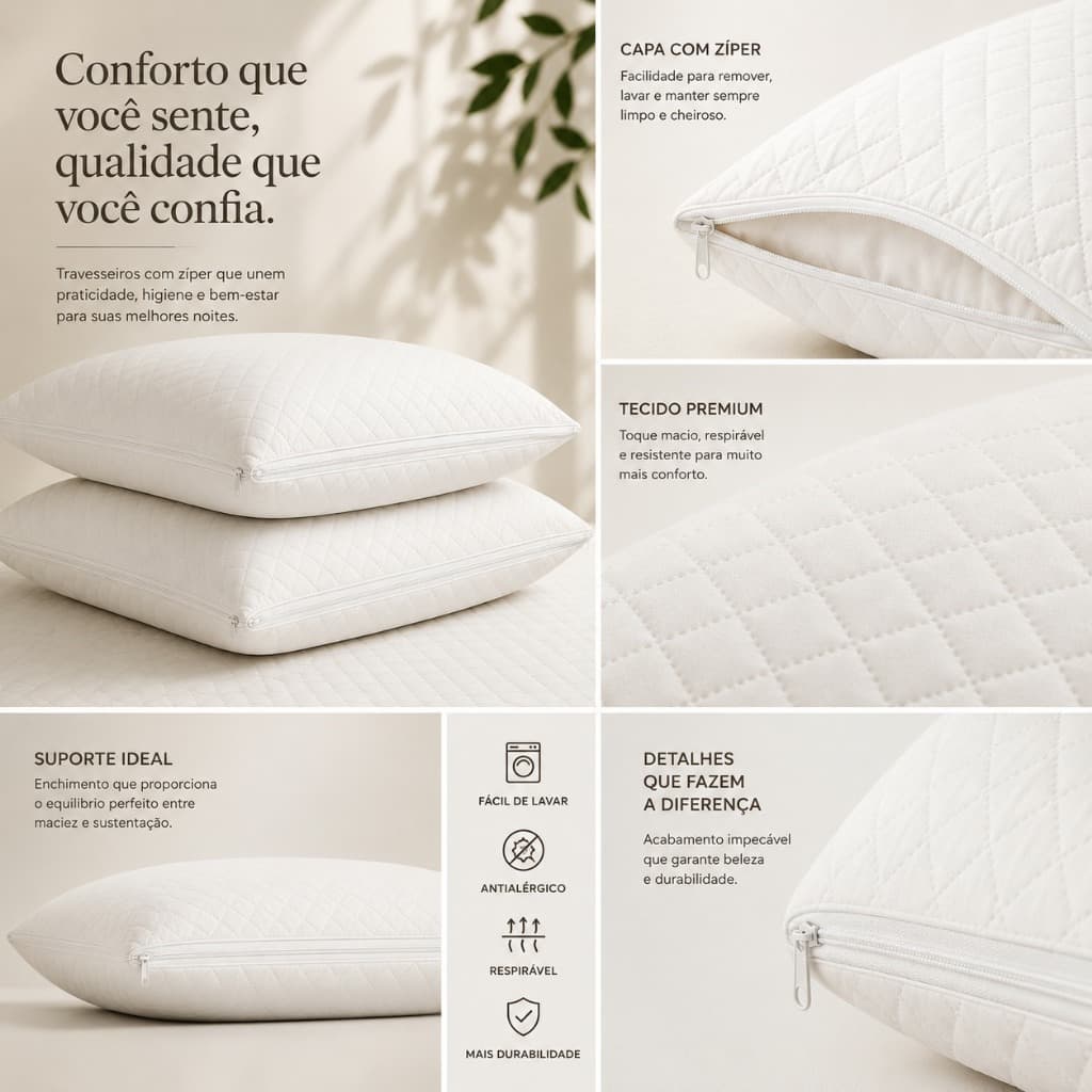 Kit Capa Porta Travesseiro IMPERMEÁVEL VARIAS CORES 70CM x 50CM