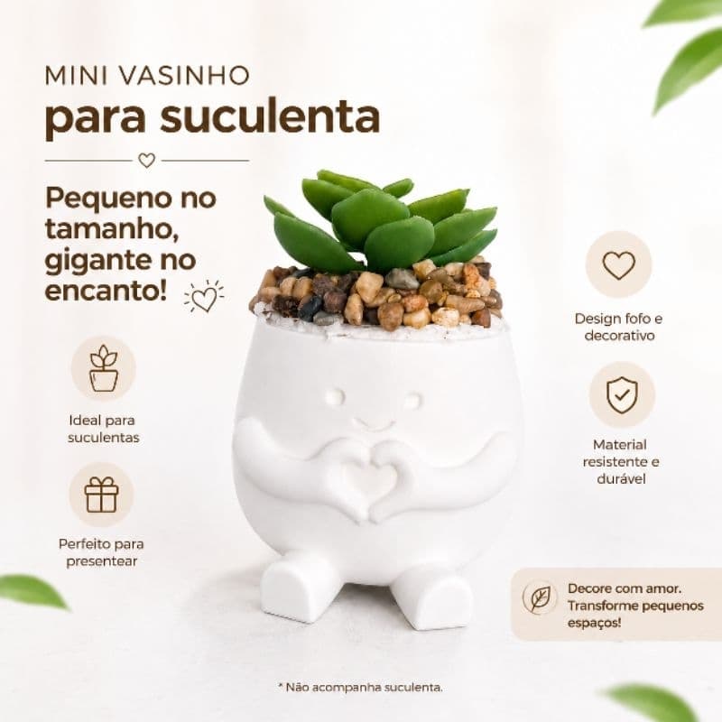 Mini Vaso Decorativo Impressão 3D para Plantas suculentas (não acompanha suculenta).