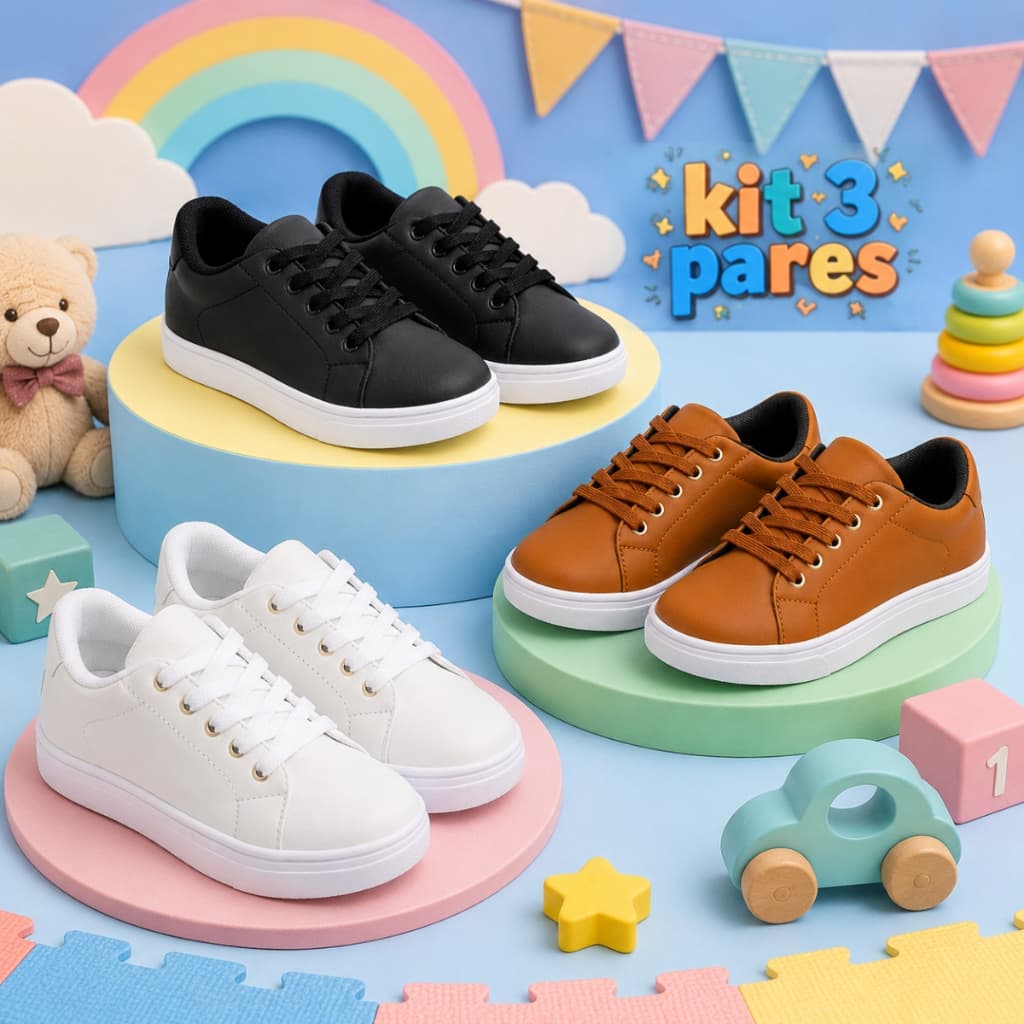 Kit 3 Pares Tênis Escolar Infantil Menino Leve Macio e Antiderrapante Do 26 ao 33 - Oferta