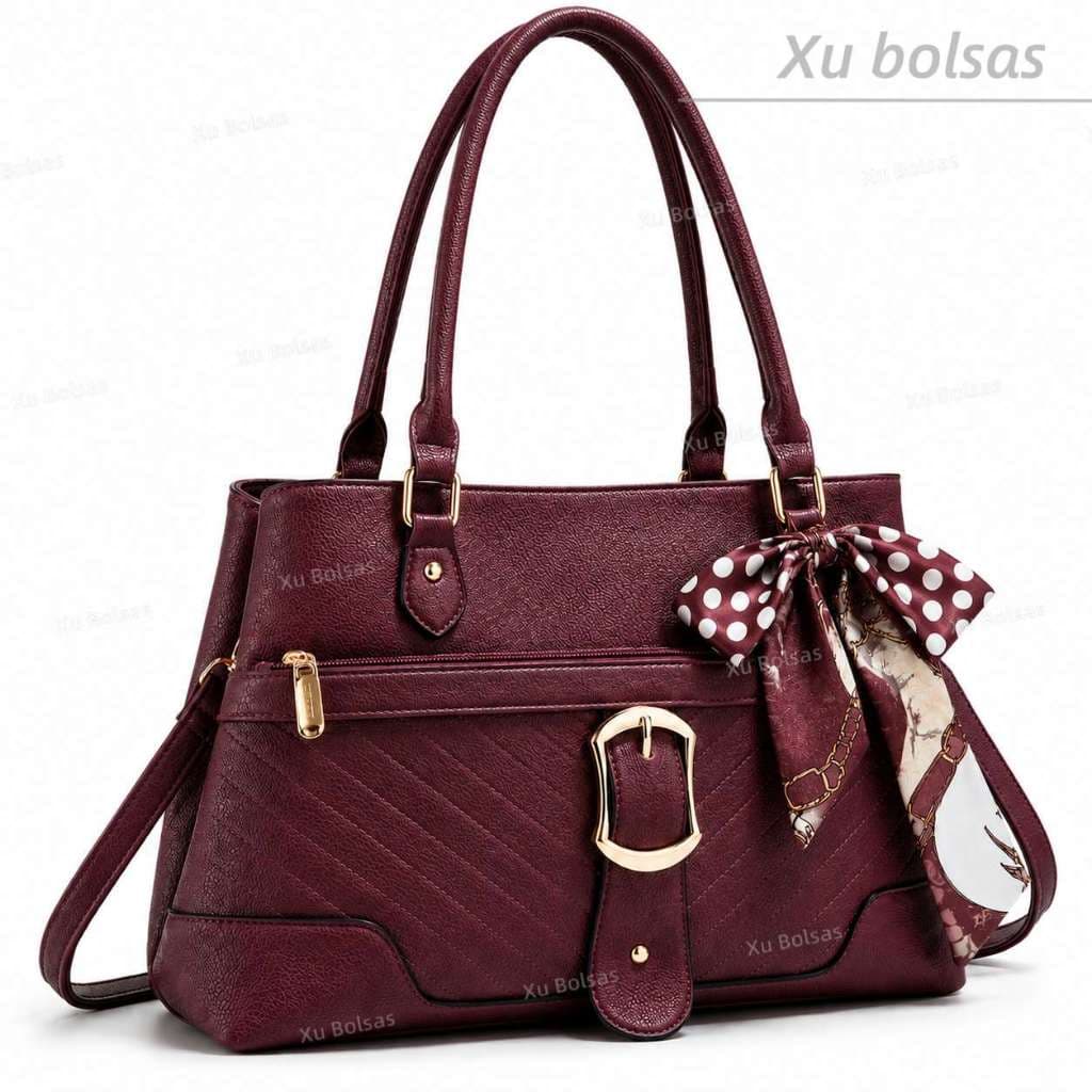 Bolsas Feminina Grande Com Lencinho Alça Lateral Transversal Faixa De Mão De Couro LK12293#