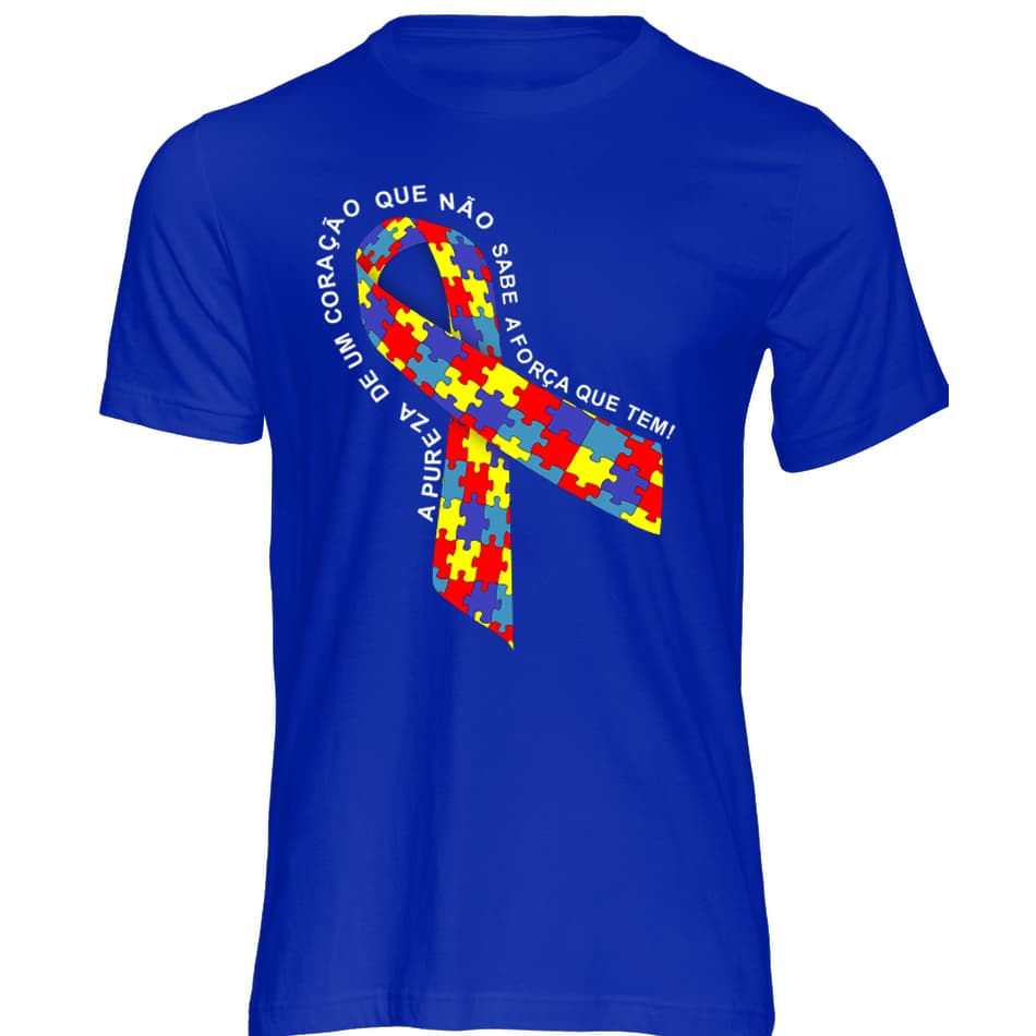 Camiseta Básica Infantil ou Adulta - Autismo Azul Royal
